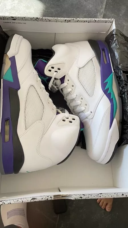NIKE AIR JORDAN 5 RETRO GRAPE WHITE NEW EMERALD GRAPE ICE BLUE 136027 108 photo review
