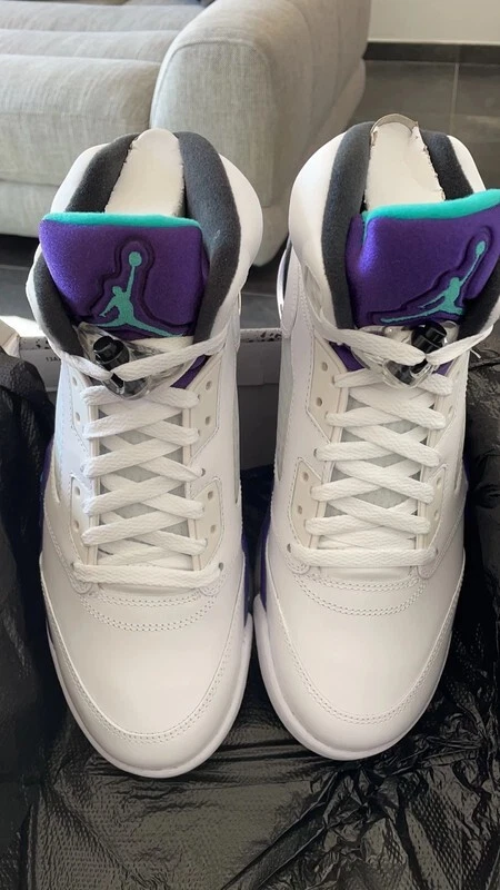 NIKE AIR JORDAN 5 RETRO GRAPE WHITE NEW EMERALD GRAPE ICE BLUE 136027 108 photo review