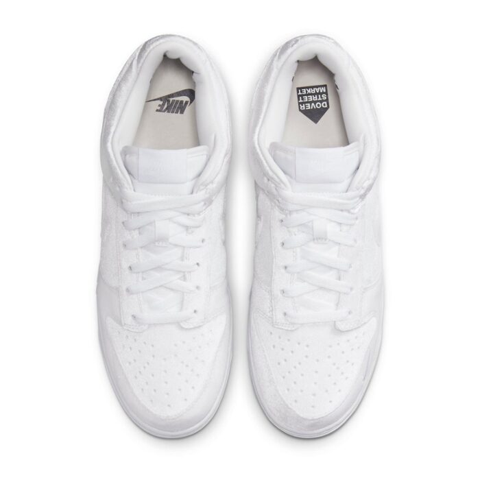 NIKE DUNK LOW DOVER STREET MARKET TRIPLE WHITE VELVET DH2686 100 - Image 4