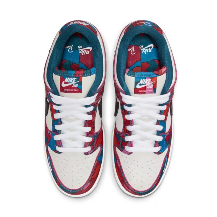 NIKE SB DUNK LOW X PARRA FIRE PINK GYM RED MOCHA WHITE ROYAL BLUE BLACK DH7695 600 - Image 4