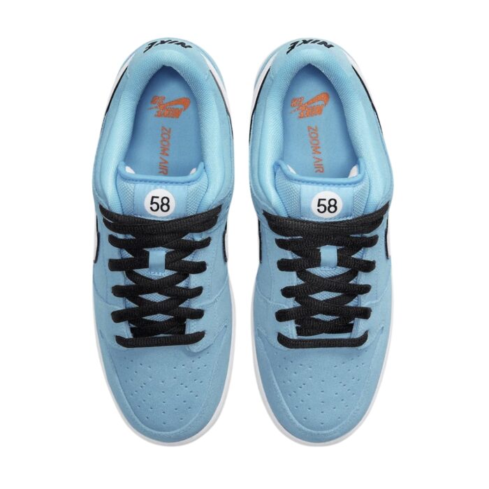 NIKE SB DUNK LOW CLUB 58 GULF BLUE CHILL SAFETY ORANGE BLACK WHITE BQ6817 401 - Image 4