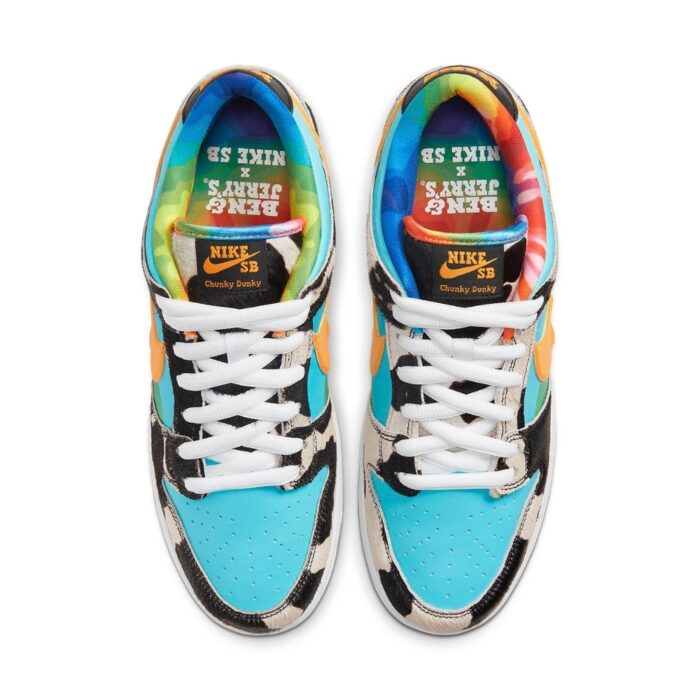 NIKE SB DUNK LOW BEN & JERRY'S CHUNKY DUNKY WHITE LAGOON PULSE BLACK UNIVERSITY GOLD CU3244 100 - Image 4