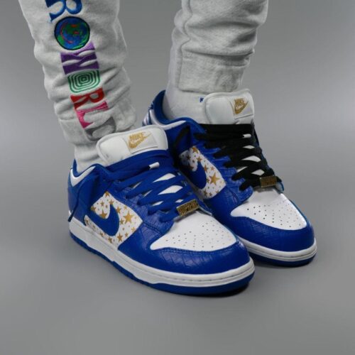 Nike SB Dunk Low X Superme White Blue - Image 8