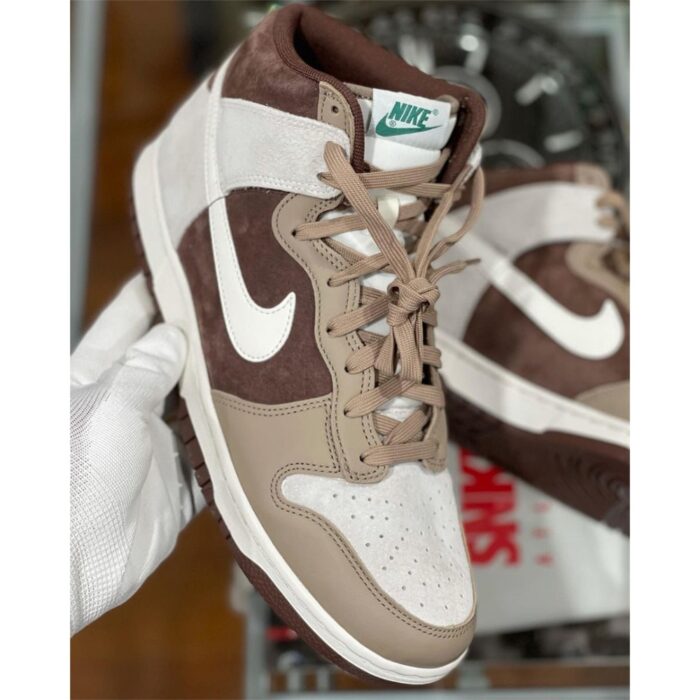 NIKE DUNK HIGH LIGHT CHOCOLATE SAIL KHAKI DH5348 100 - Image 9
