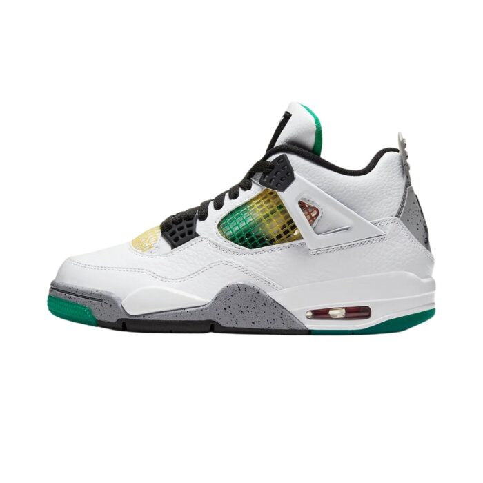 NIKE AIR JORDAN 4 RETRO LUCID GREEN RASTA WHITE UNIVERSITY RED BLACK AQ9129 100 - Image 2