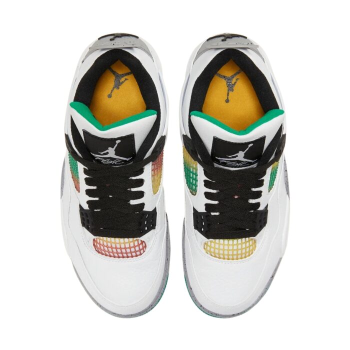 NIKE AIR JORDAN 4 RETRO LUCID GREEN RASTA WHITE UNIVERSITY RED BLACK AQ9129 100 - Image 4