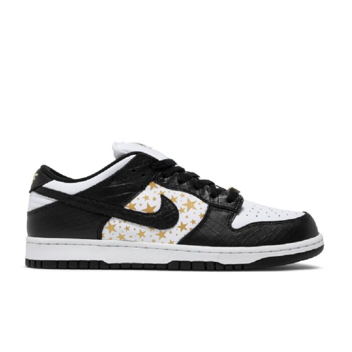 NIKE SB DUNK LOW STARS BLACK X SUPREME BLACK WHITE GOLD DH3228 102 - Image 2