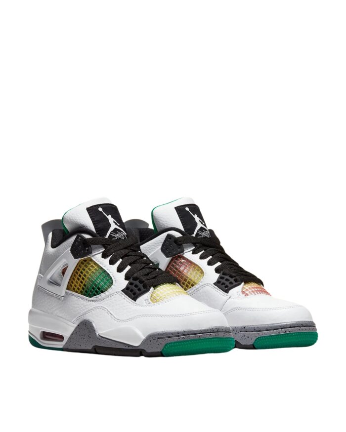 NIKE AIR JORDAN 4 RETRO LUCID GREEN RASTA WHITE UNIVERSITY RED BLACK AQ9129 100