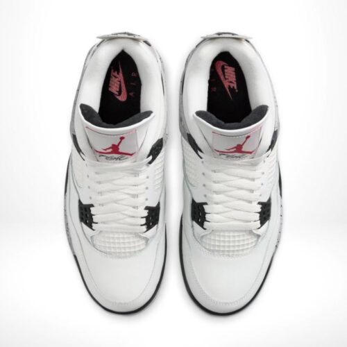 Top-down view of the Air Jordan 4 White Cement 2025