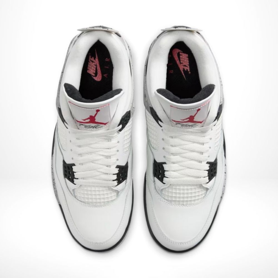 Top-down view of the Air Jordan 4 White Cement 2025