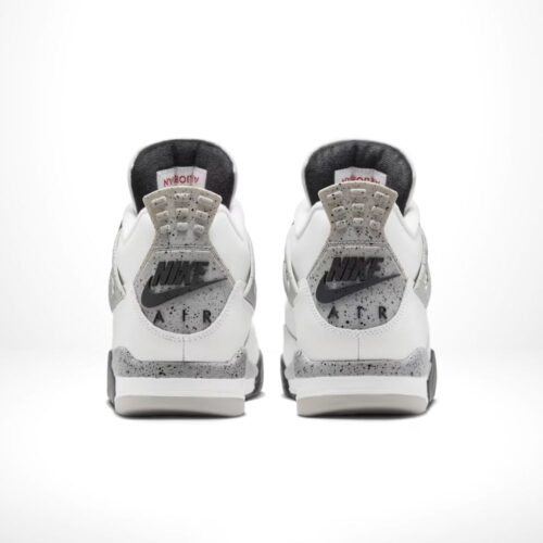Rear view of the Air Jordan 4 White Cement 2025