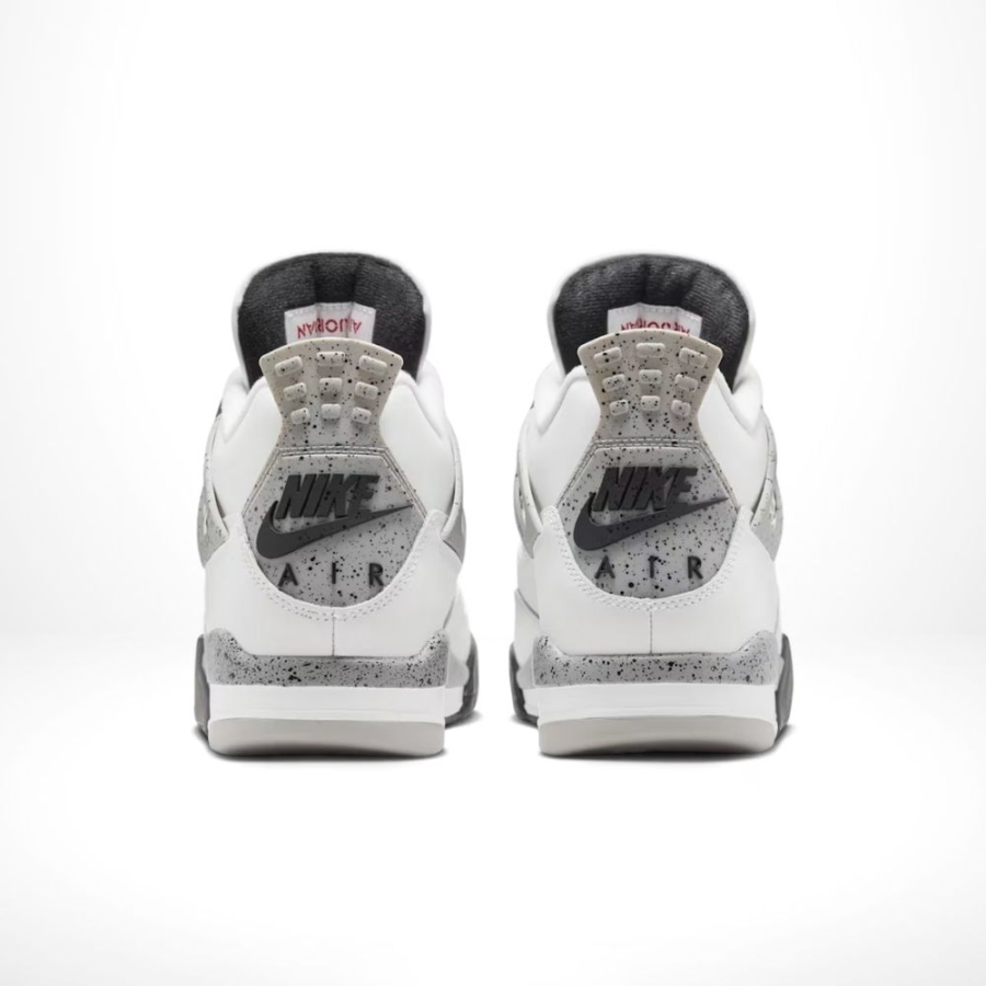 Rear view of the Air Jordan 4 White Cement 2025