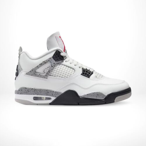 Side view of the Air Jordan 4 White Cement 2025