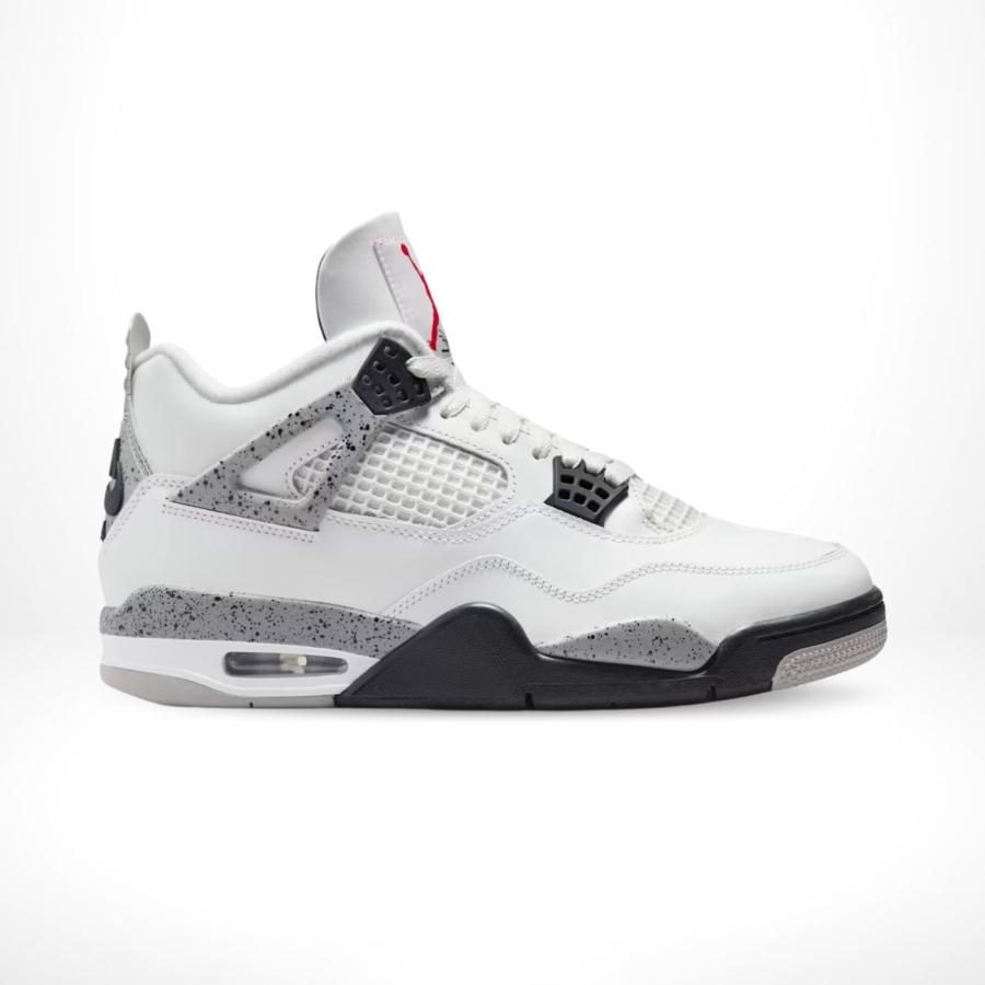 Side view of the Air Jordan 4 White Cement 2025