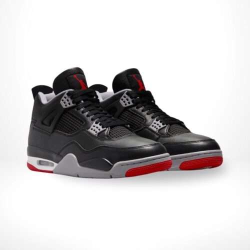 Angled front view of a full pair of Air Jordan 4