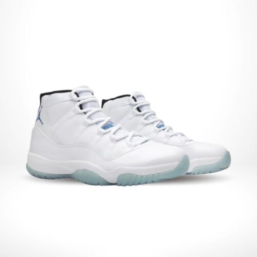 Angled front view of a full pair of Air Jordan 11