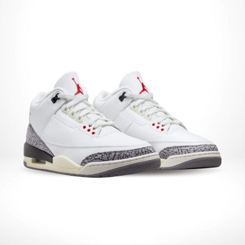 Angled front view of a full pair of Air Jordan 3