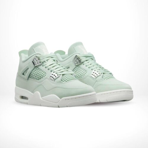 Angled front view of a full pair of Air Jordan 4