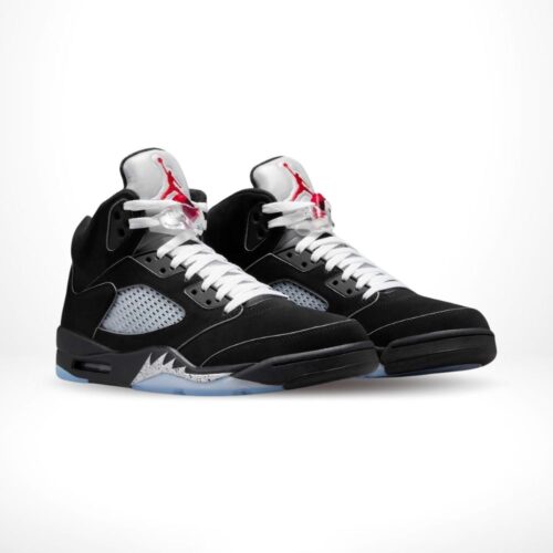 Angled front view of a full pair of Air Jordan 5