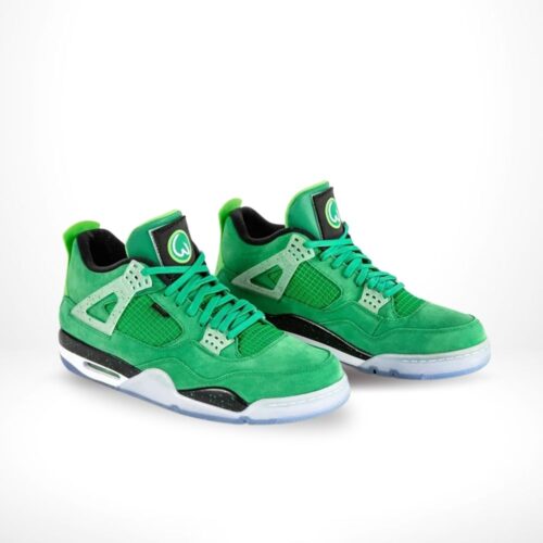 Angled front view of a full pair of Air Jordan 4
