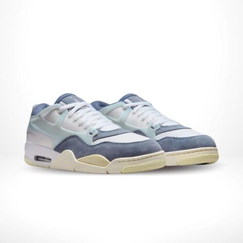 Angled front view of a full pair of Air Jordan 4