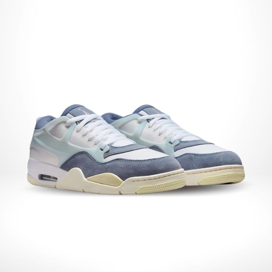 Angled front view of a full pair of Air Jordan 4