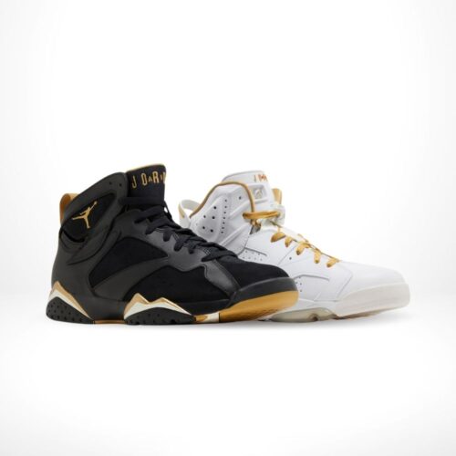 Angled front view of a full pair of Air Jordan 6/7