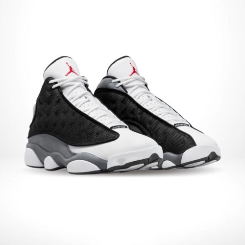 Angled front view of a full pair of Air Jordan 13