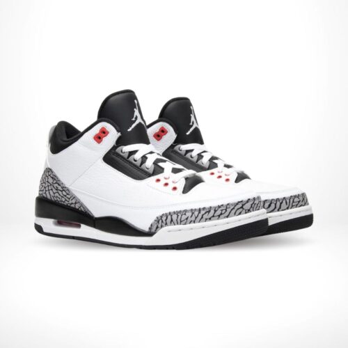 Angled front view of a full pair of Air Jordan 3