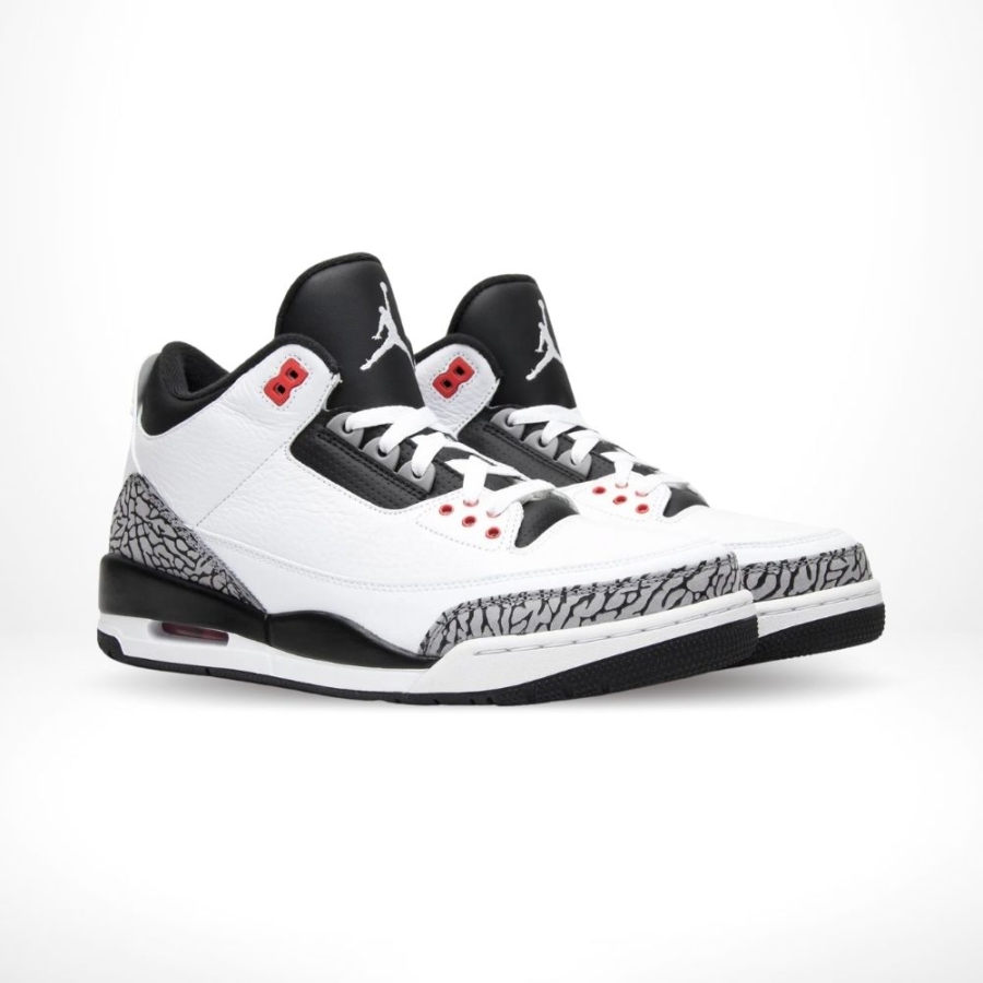 Angled front view of a full pair of Air Jordan 3