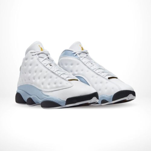 Angled front view of a full pair of Air Jordan 13