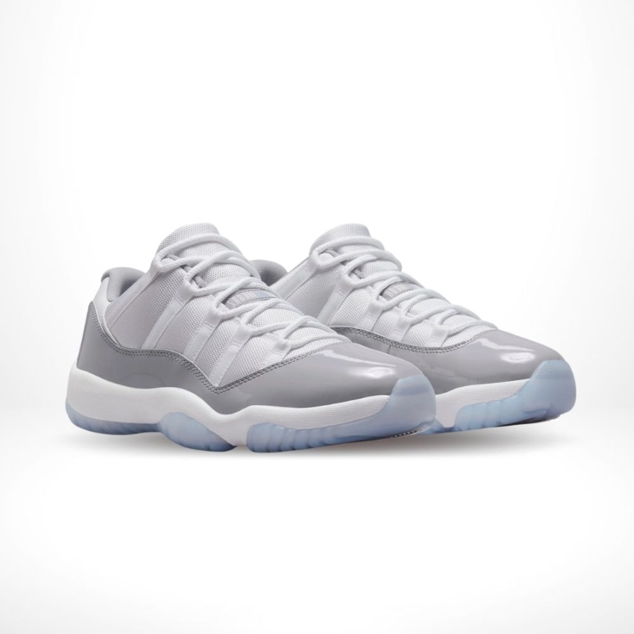 Angled front view of a full pair of Air Jordan 11