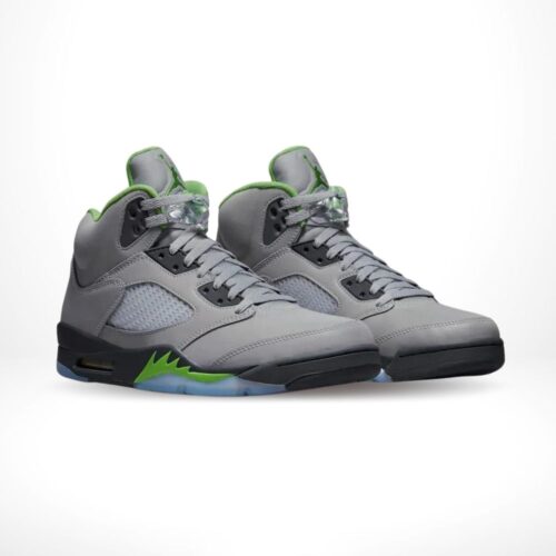 Angled front view of a full pair of Air Jordan 5