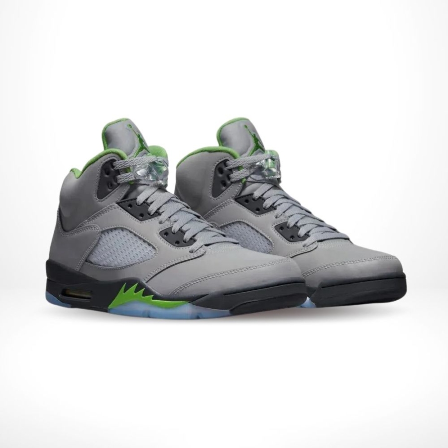Angled front view of a full pair of Air Jordan 5