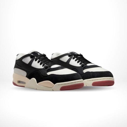 Angled front view of a full pair of Air Jordan 4