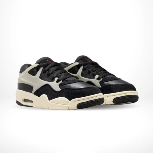 Angled front view of a full pair of Air Jordan 4