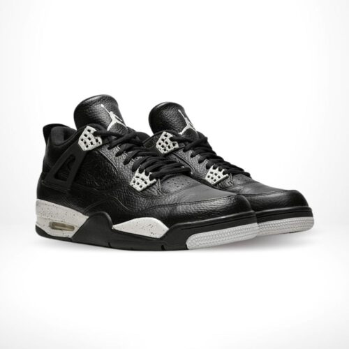 Angled front view of a full pair of Air Jordan 4