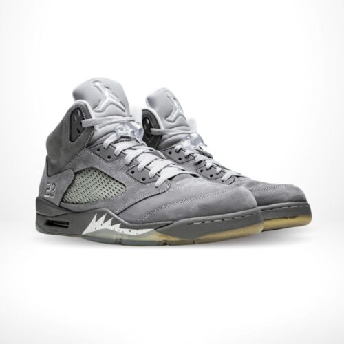Angled front view of a full pair of Air Jordan 5