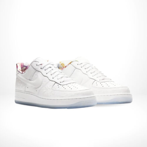 Angled front view of a full pair of Air Force 1