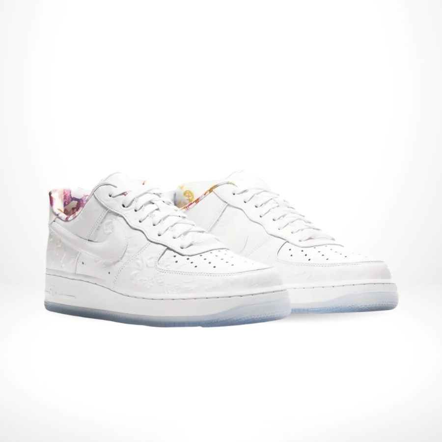 Angled front view of a full pair of Air Force 1