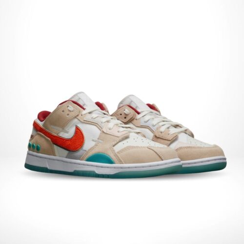 Angled front view of a full pair of Nike Dunk Low