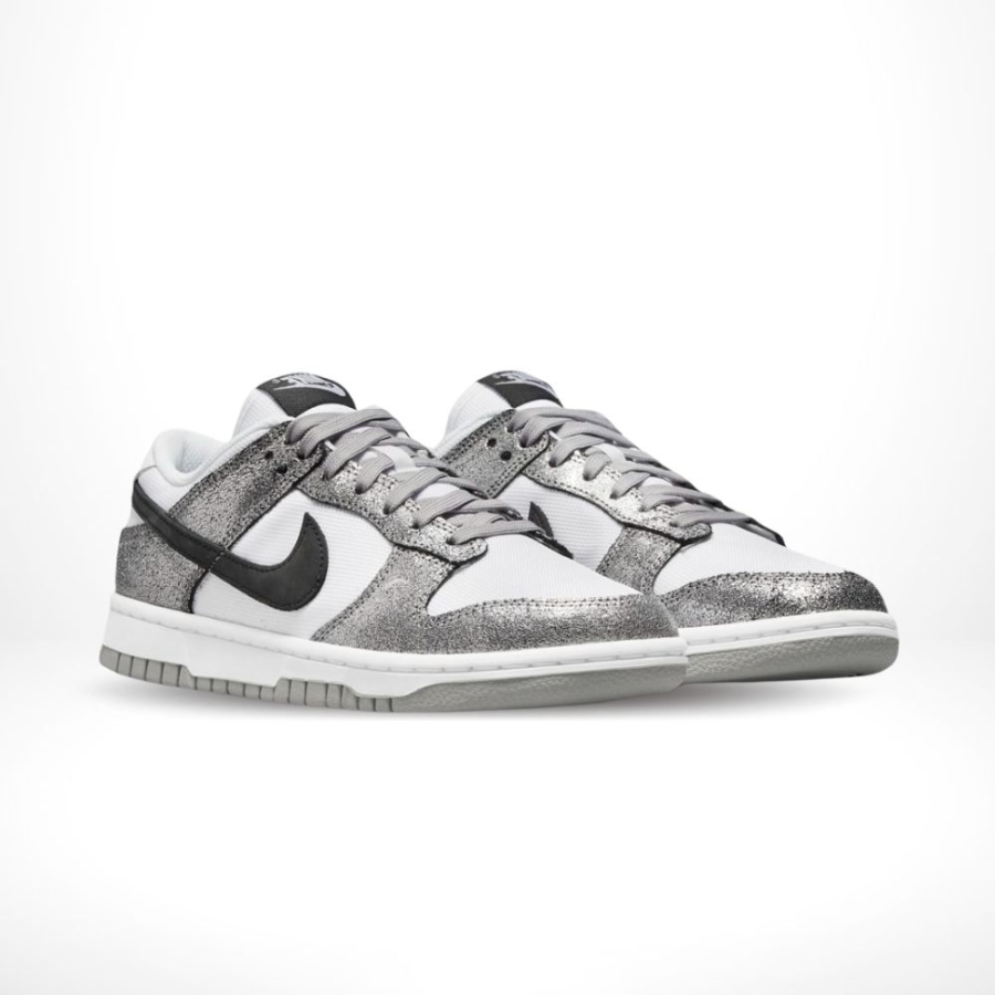 Angled front view of a full pair of Nike Dunk Low