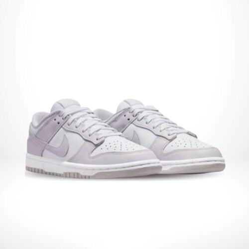 Angled front view of a full pair of Nike Dunk Low