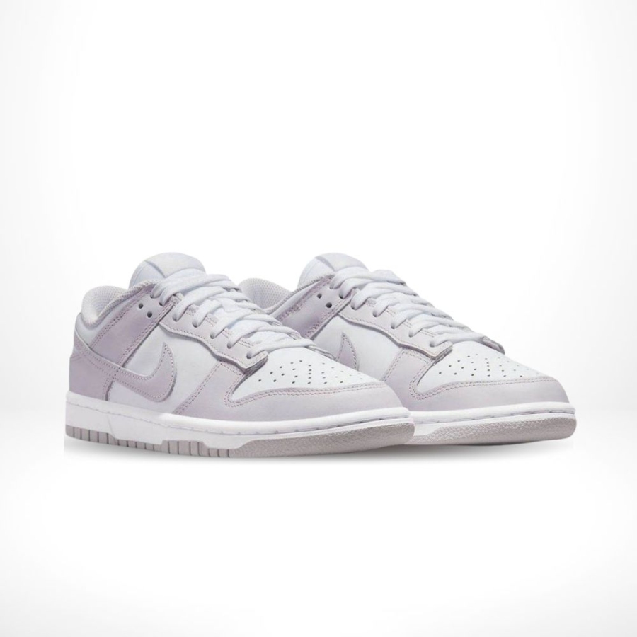 Angled front view of a full pair of Nike Dunk Low