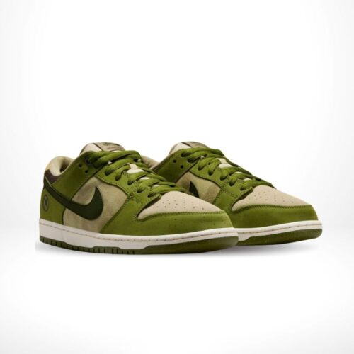 Angled front view of a full pair of Nike Dunk Low