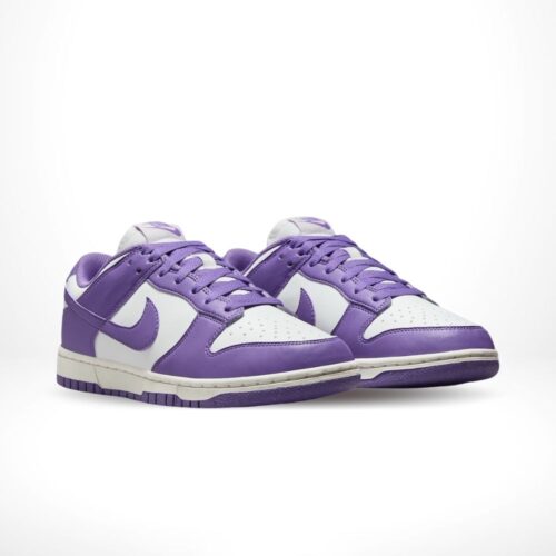 Angled front view of a full pair of Nike Dunk Low