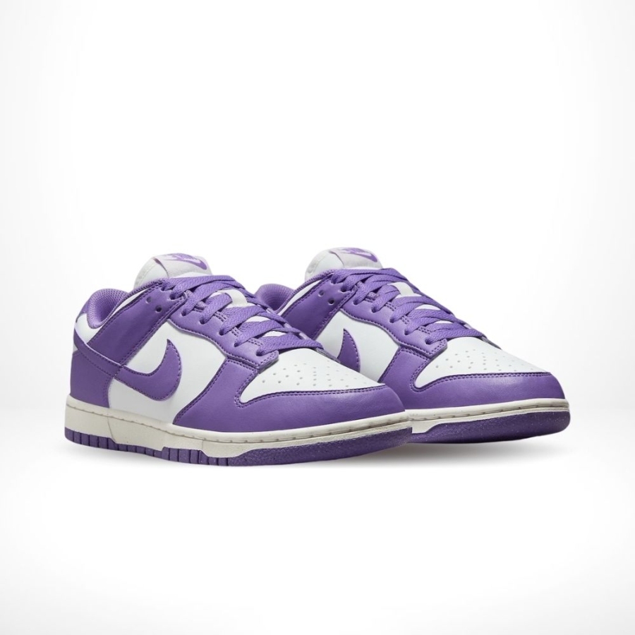 Angled front view of a full pair of Nike Dunk Low