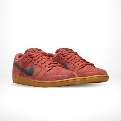 Angled front view of a full pair of Nike Dunk Low
