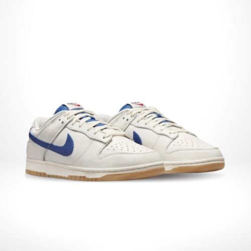 Angled front view of a full pair of Nike Dunk Low