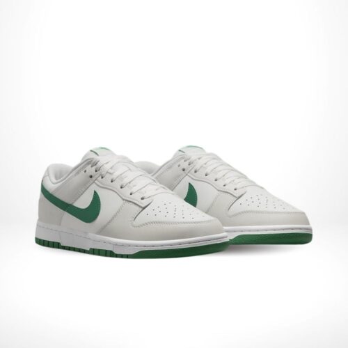 Angled front view of a full pair of Nike Dunk Low
